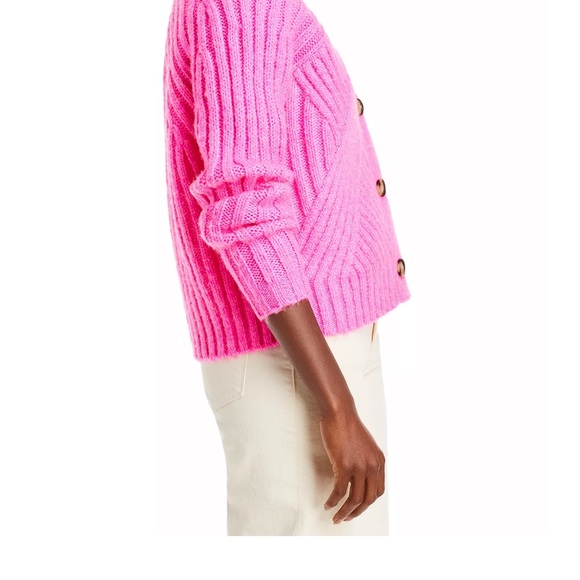New Aqua neon pink fuzzy sweater - Picture 9 of 13